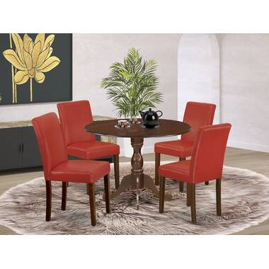 Red leather discount dining room set